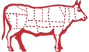 Butcher diagram showing the cuts of beef