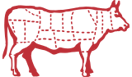 Butcher diagram showing the cuts of beef